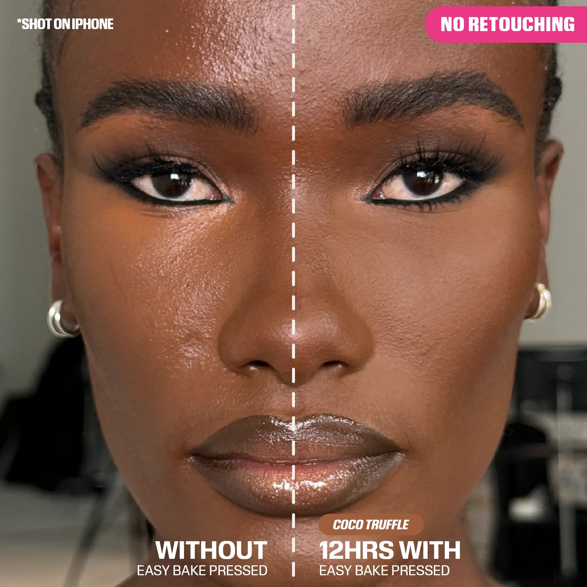 Easy Bake Pressed Powder in Coco Truffle shade on skin