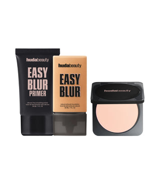 Easy Blur Primer, Easy Blur Foundation & Easy Bake Pressed Powder for a smooth finish.