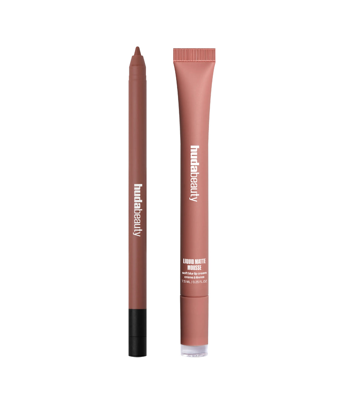Bombshell Pinky Brown Liquid Matte Mousse paired with Warm Brown Lip Contour 2.0.