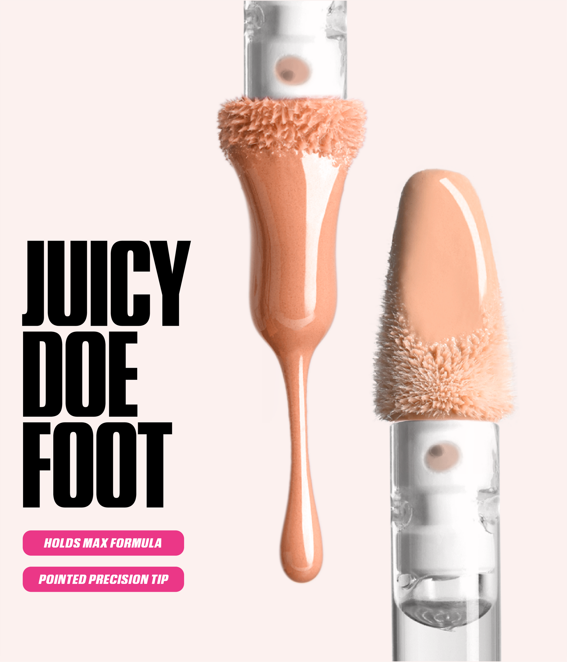 FAUX FILLER Extra Shine Lip Gloss applicator showing Juicy Doe Foot