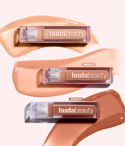 FAUX FILLER Extra Shine Lip Gloss LightCealer, MidCealer and RichCealer shades with gloss swatches