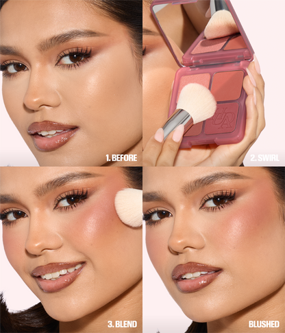 Blush Filter Blurring Blushlighters Palette Strawberry Latte before and after