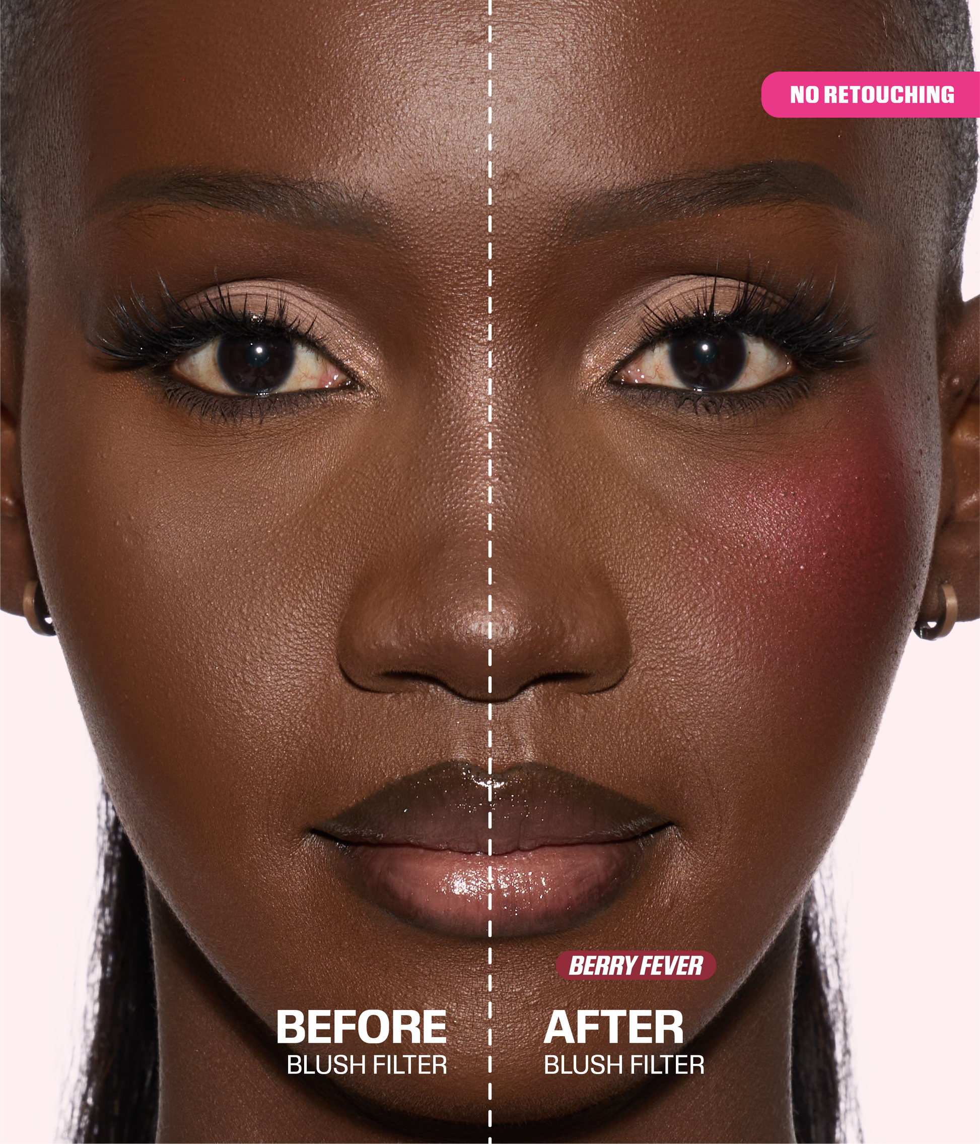 Blush Filter Liquid Blush - Berry Fever Before and After 
