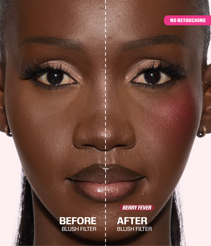 Blush Filter Liquid Blush - Berry Fever Before and After 
