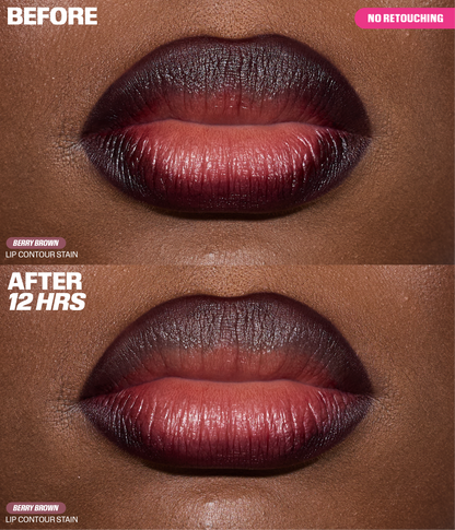 Lip Contour Lip Stain For 12-Hour Wear - Berry Brown Before & After - no retouching