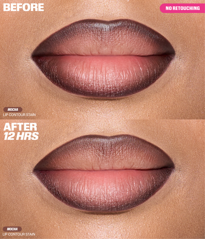 Lip Contour Lip Stain For 12-Hour Wear -Mocha Before & After - no retouching