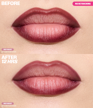 Lip Contour Lip Stain For 12-Hour Wear - Rosy Mauve Before & After - no retouching