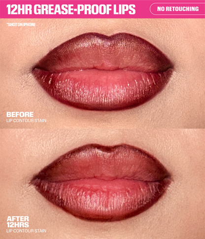 Lip Contour Lip Stain For 12-Hour Wear - Mocha Before & After - no retouching - 12H Grease-Proof Lips