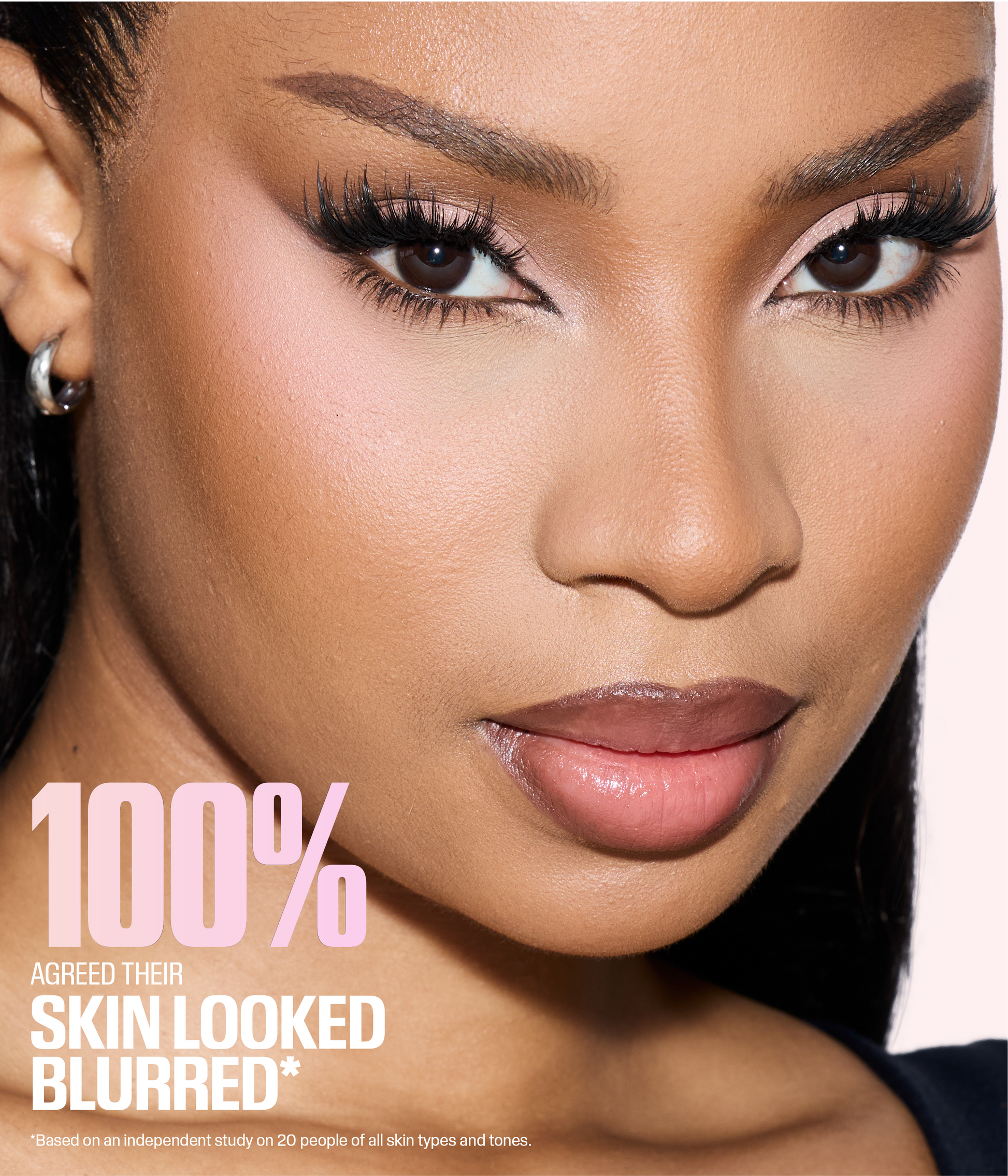 Huda Beauty Easy Bake study claim – 100% agreed skin looked blurred, based on independent study of 20 people of all skin types and tones