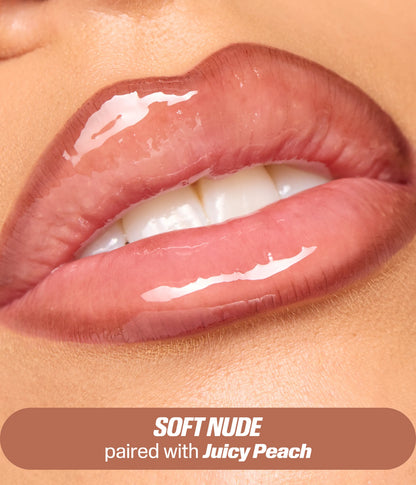 Soft Nude Lip Stain Paired with Juicy Peach Oil
