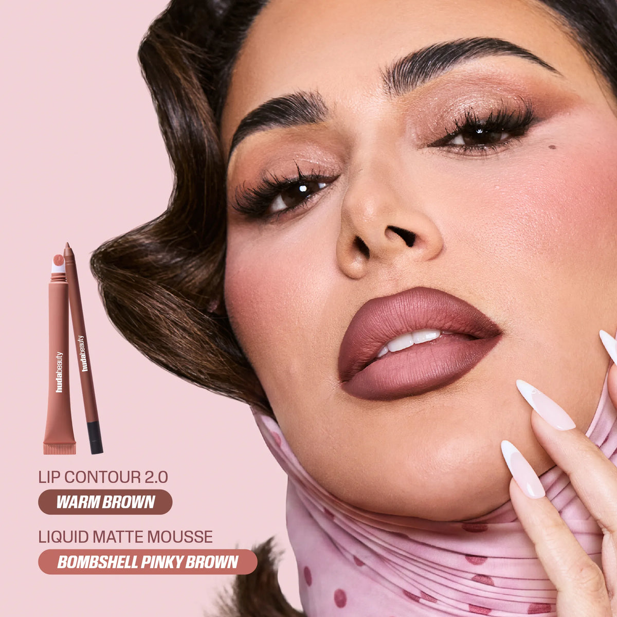 50/50 Banner – Huda with Liquid Matte Mousse and Lip Contour 2.0