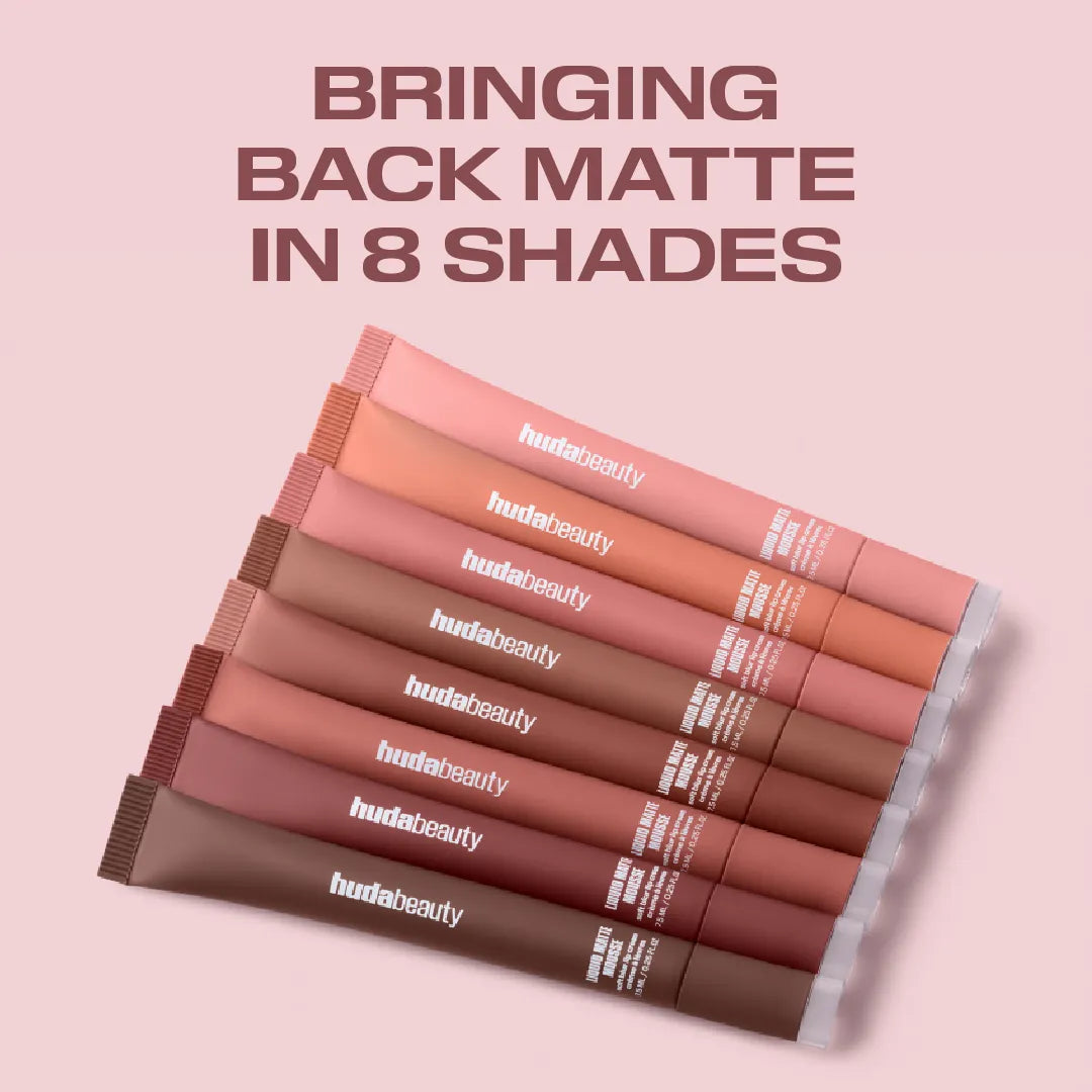 Liquid Matte Mousse in 8 matte shades A3 banner