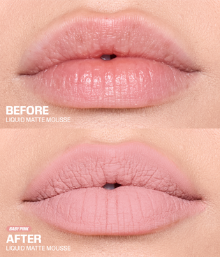Liquid Matte Mousse - Baby Pink Shade - Before & After