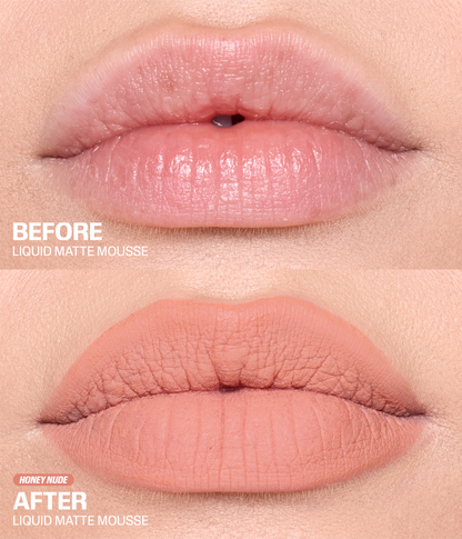 Liquid Matte Mousse - Honey Nude Shade - Before & After