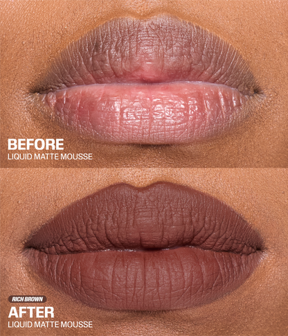 Liquid Matte Mousse - Rich Brown Shade - Before & After
