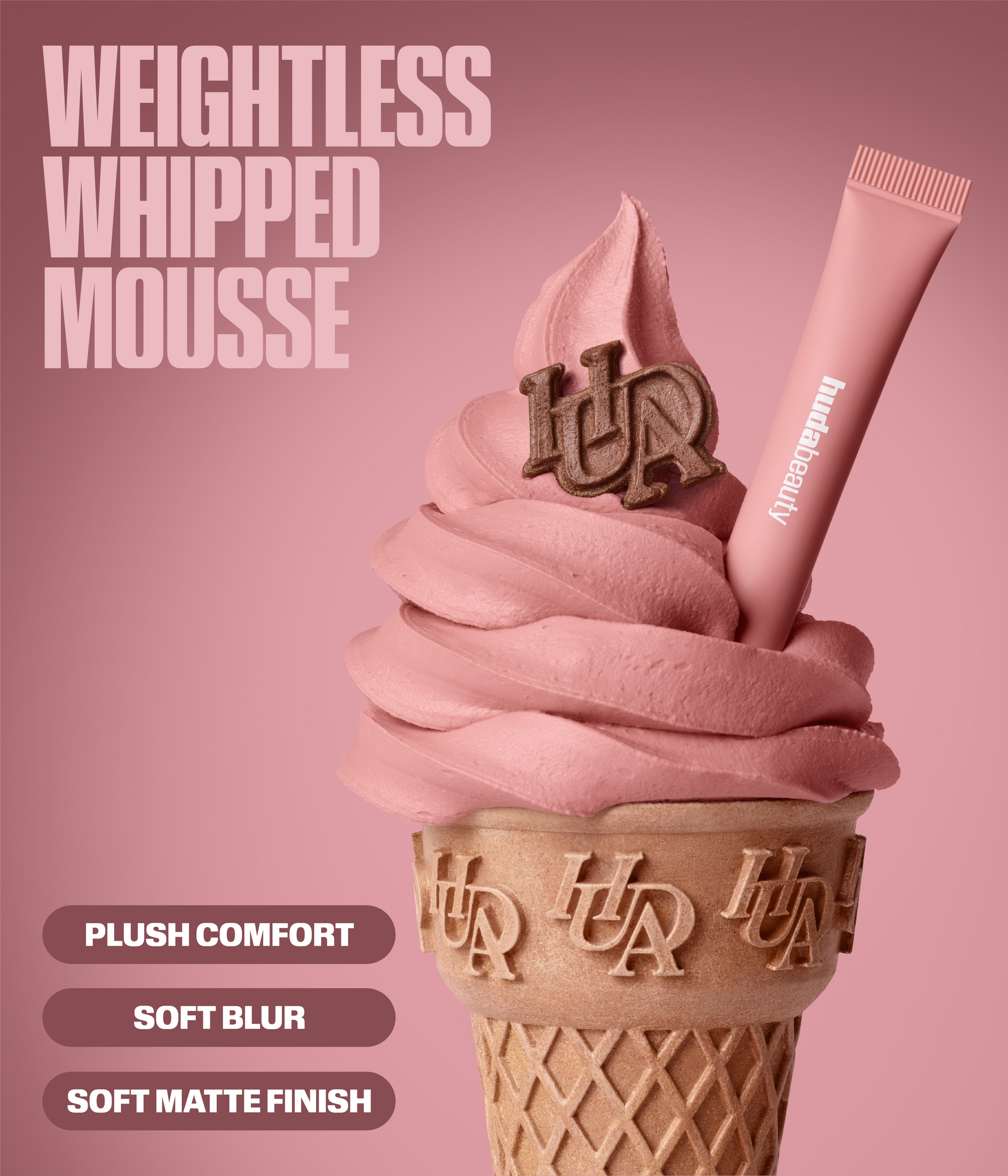 Liquid Matte Mousse styled as a whipped mousse ice cream cone with a soft matte finish.