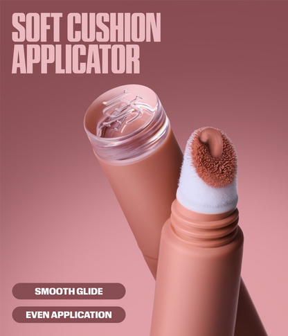 Soft cushion applicator for smooth glide and even application.