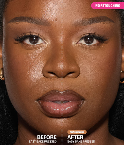 Easy Bake Pressed Powder Cinnamon Bun before and after results with no retouching