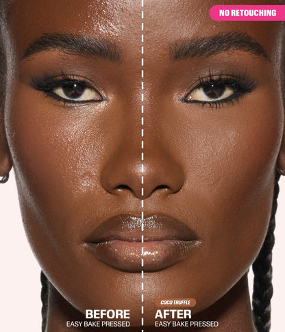 Easy Bake Pressed Powder Coco Truffle before and after results with no retouching