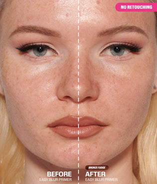 Easy Blur Primer Bronze Fudge – no retouching, before and after application.