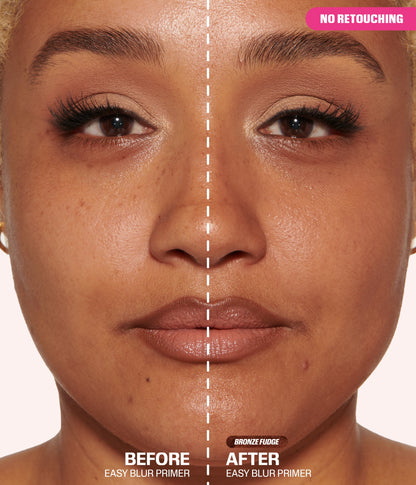 Easy Blur Primer Bronze Fudge – no retouching, before and after application.