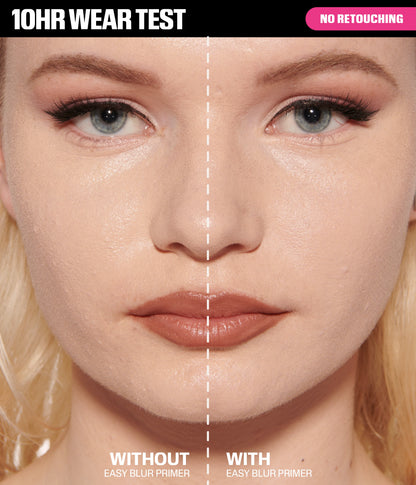 Easy Blur Primer – 10HR wear test, no retouching, before and after application.