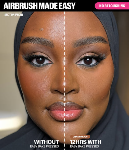 Easy Bake Pressed Powder Phone Grip – Cinnamon Bun before and after results with no retouching
