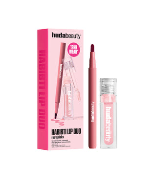 Habibti Rosy Pink Lip Duo 2026 product packaging with lip liner and glossy lip oil