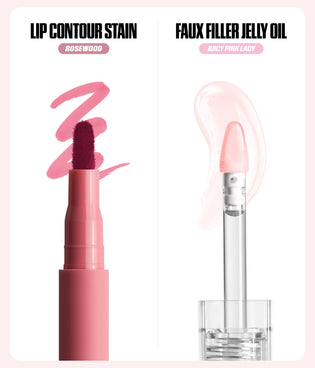 Habibti Rosy Pink Lip Duo 2026 lip contour stain and faux filler jelly oil
