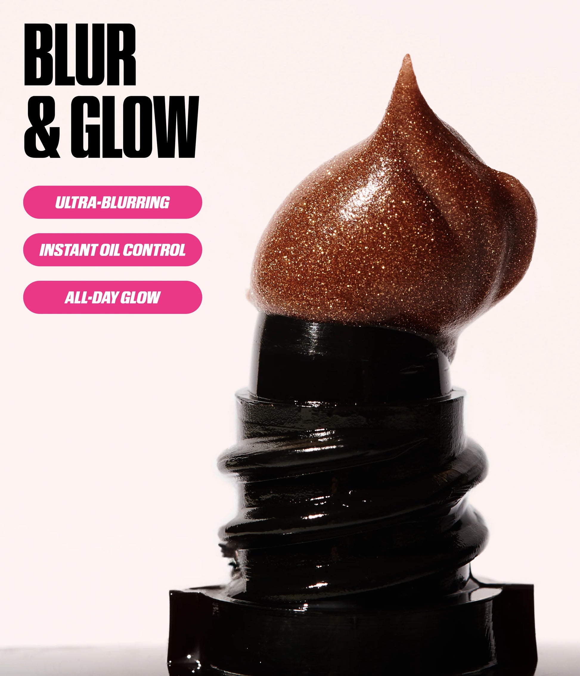 Easy Blur Primer – Bronze Fudge with shimmer texture showing blur and glow finish.