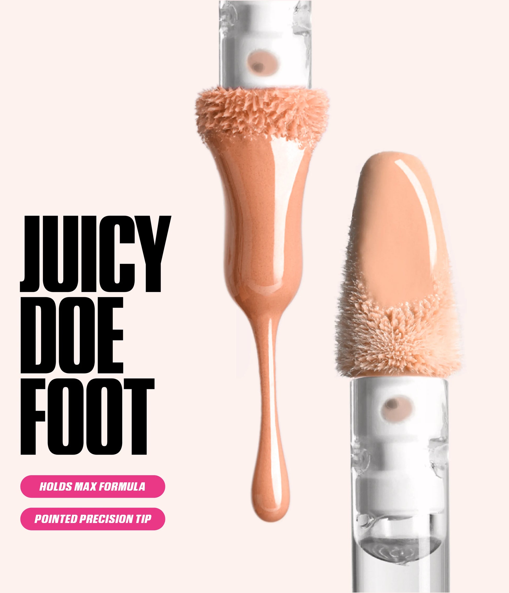 Faux Filler Extra Shine Lip Gloss Juicy Doe Foot applicator with gloss texture 