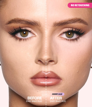 Easy Bake Duo Loose Powder - Cherry Lilac - Before and After