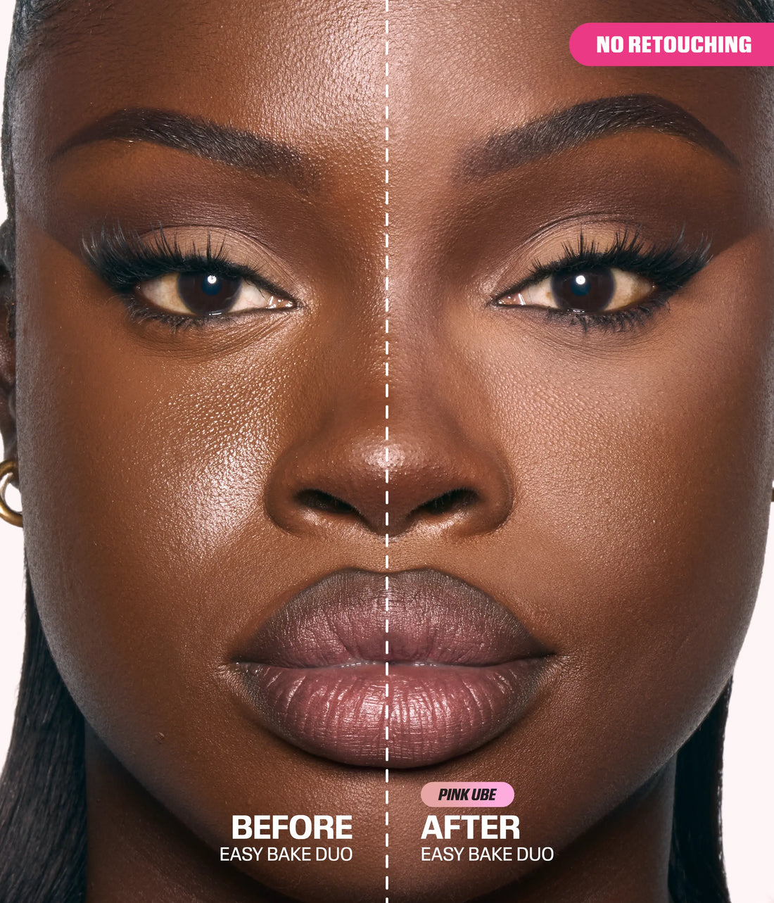 Easy Bake Duo Loose Powder - Pink Ube - Before and After