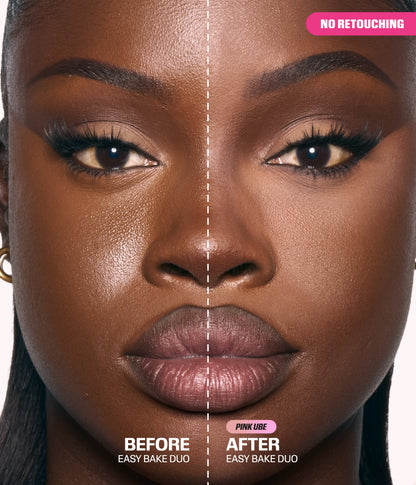 Easy Bake Duo Loose Powder - Pink Ube - Before and After