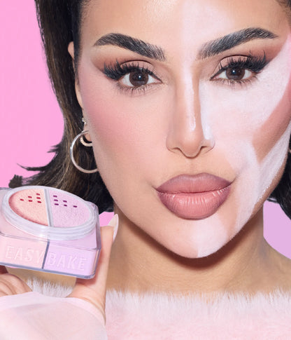 Easy Bake Duo Loose Powder - Huda using the Cherry Lilac Shade
