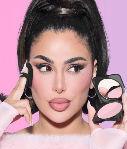 Snatch & Go Set - Huda using the Marshmallow Puff with the Pressed Powder
