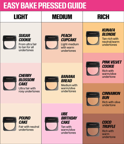 Easy Bake Pressed Powder - Shade Guide